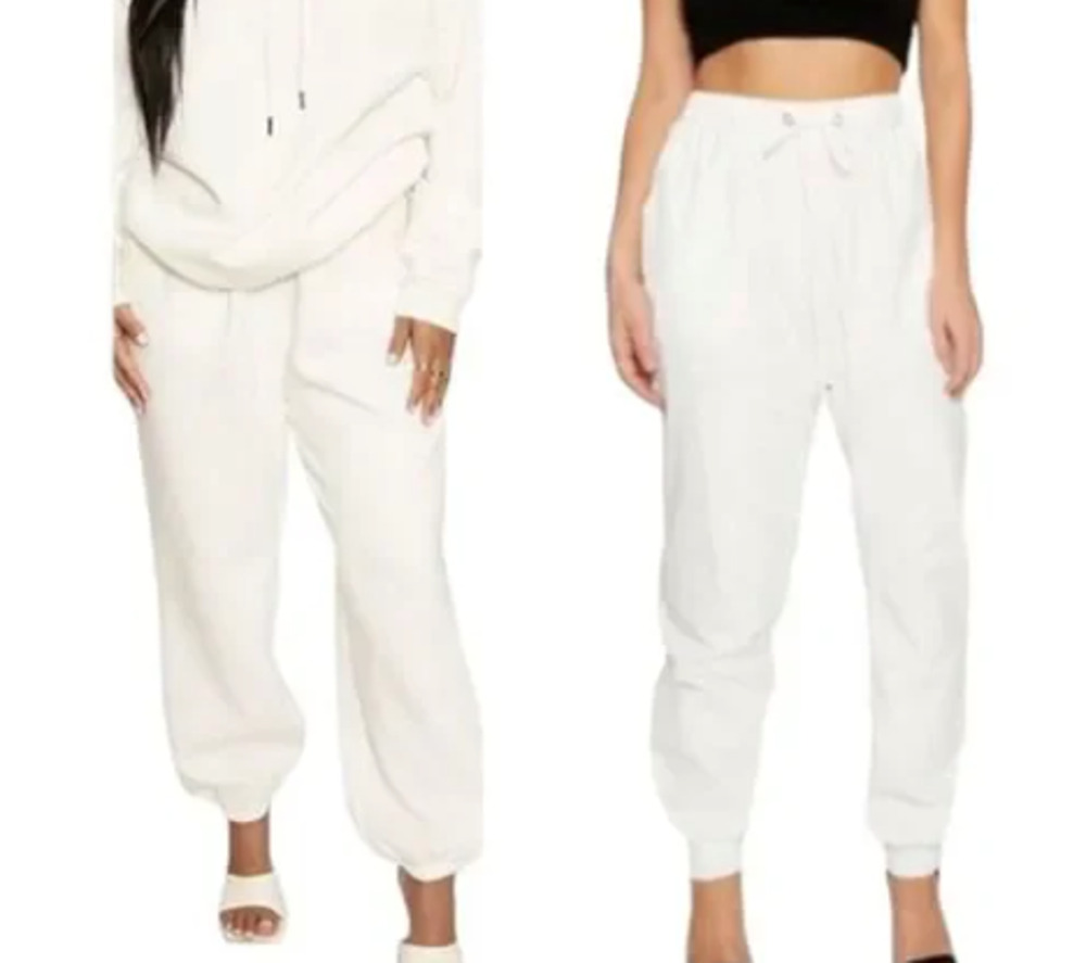 NWOT Naked Wardrobe Women's Cozy Pull-On Jogger Sweatpants White Size XL